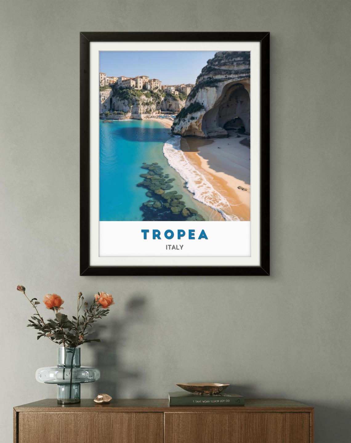 Tropea Italy Turquoise Beach Sea Cave Cliffs Coastal Travel Poster - Image 2