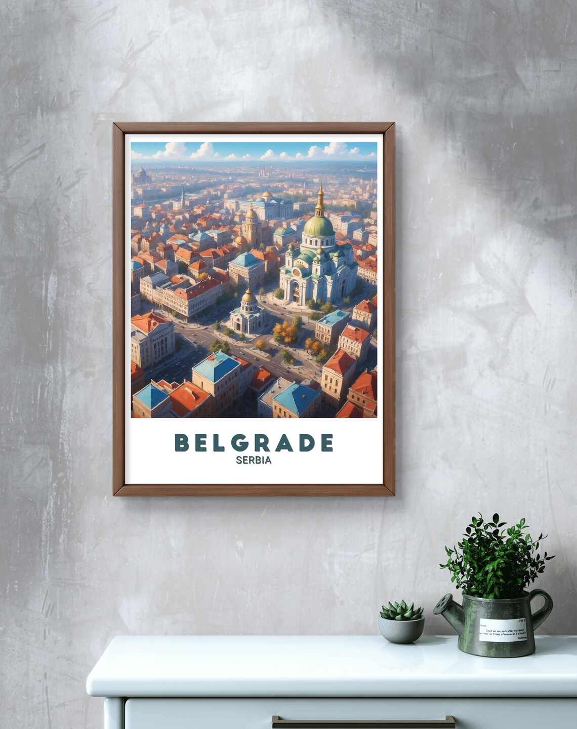 Belgrade Serbia Aerial Cityscape Historic Church Domes Poster - Image 3
