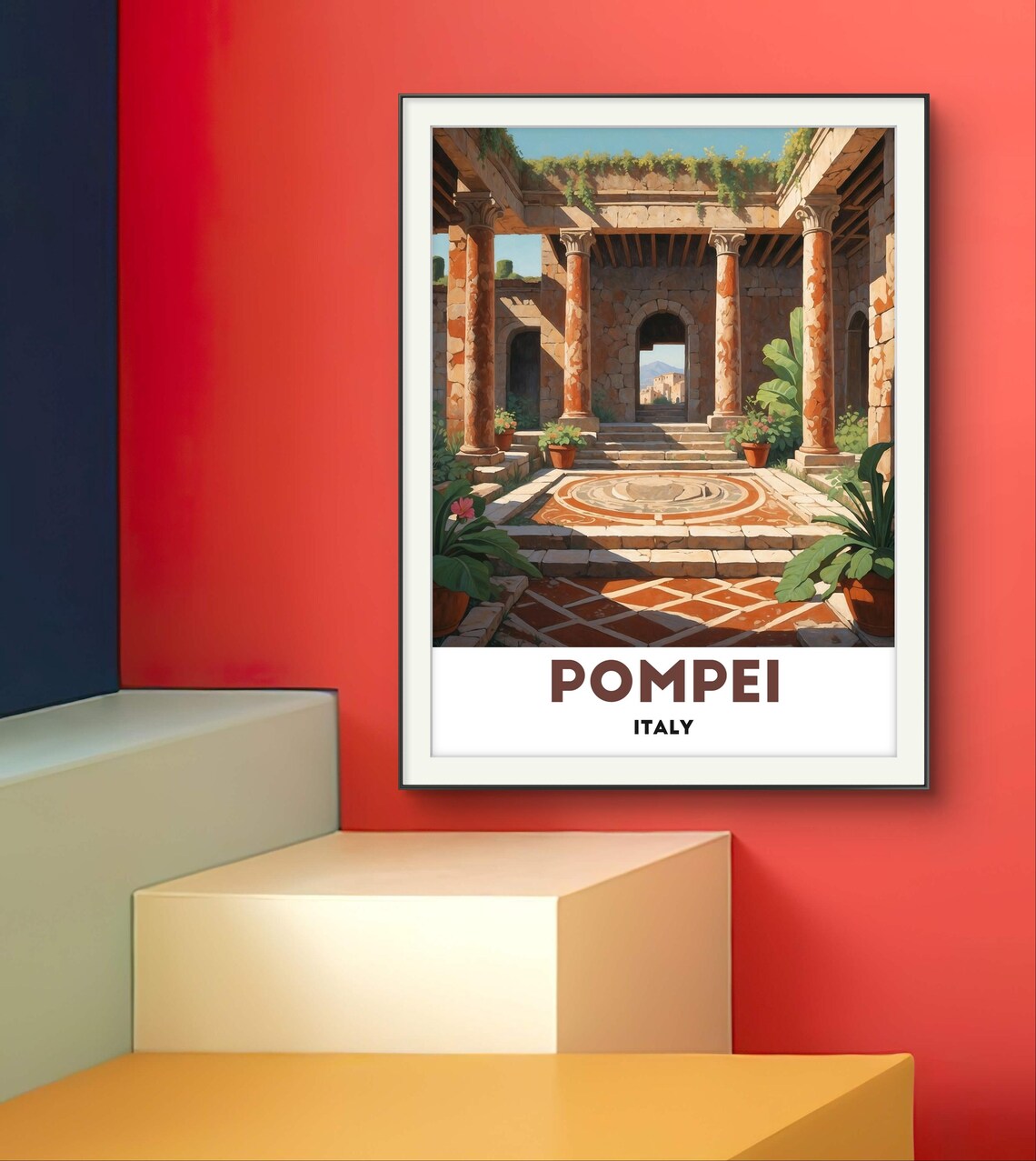Pompei Italy Ancient Roman Villa Courtyard Column Ruins Poster - Image 3