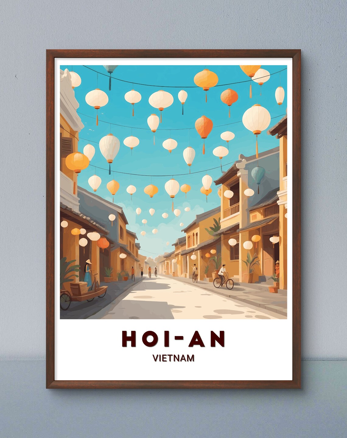 Hoi An Vietnam Lantern Street Old Town Daytime Travel Poster