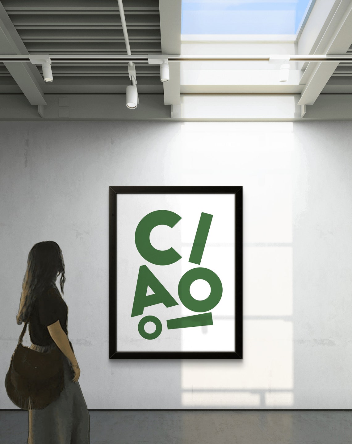 Ciao Green Offset Letters White Background Nature Modern Poster - Image 3