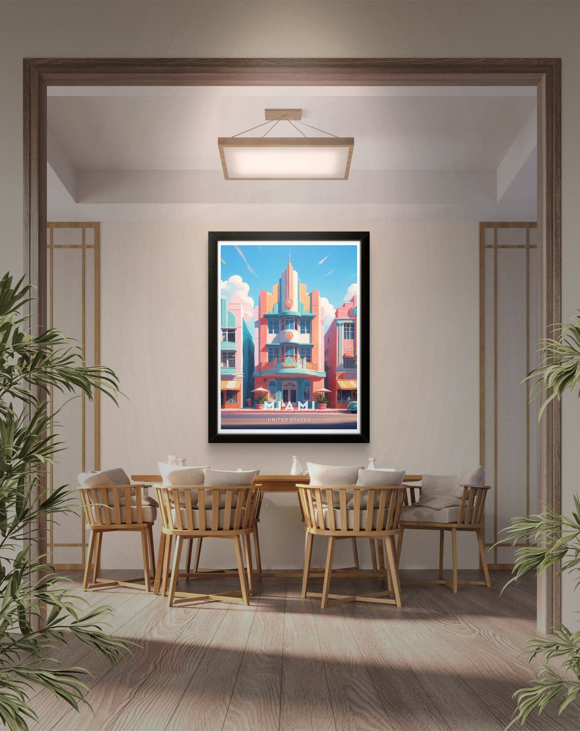 Miami United States Pastel Art Deco Building South Beach Style Poster - Image 2