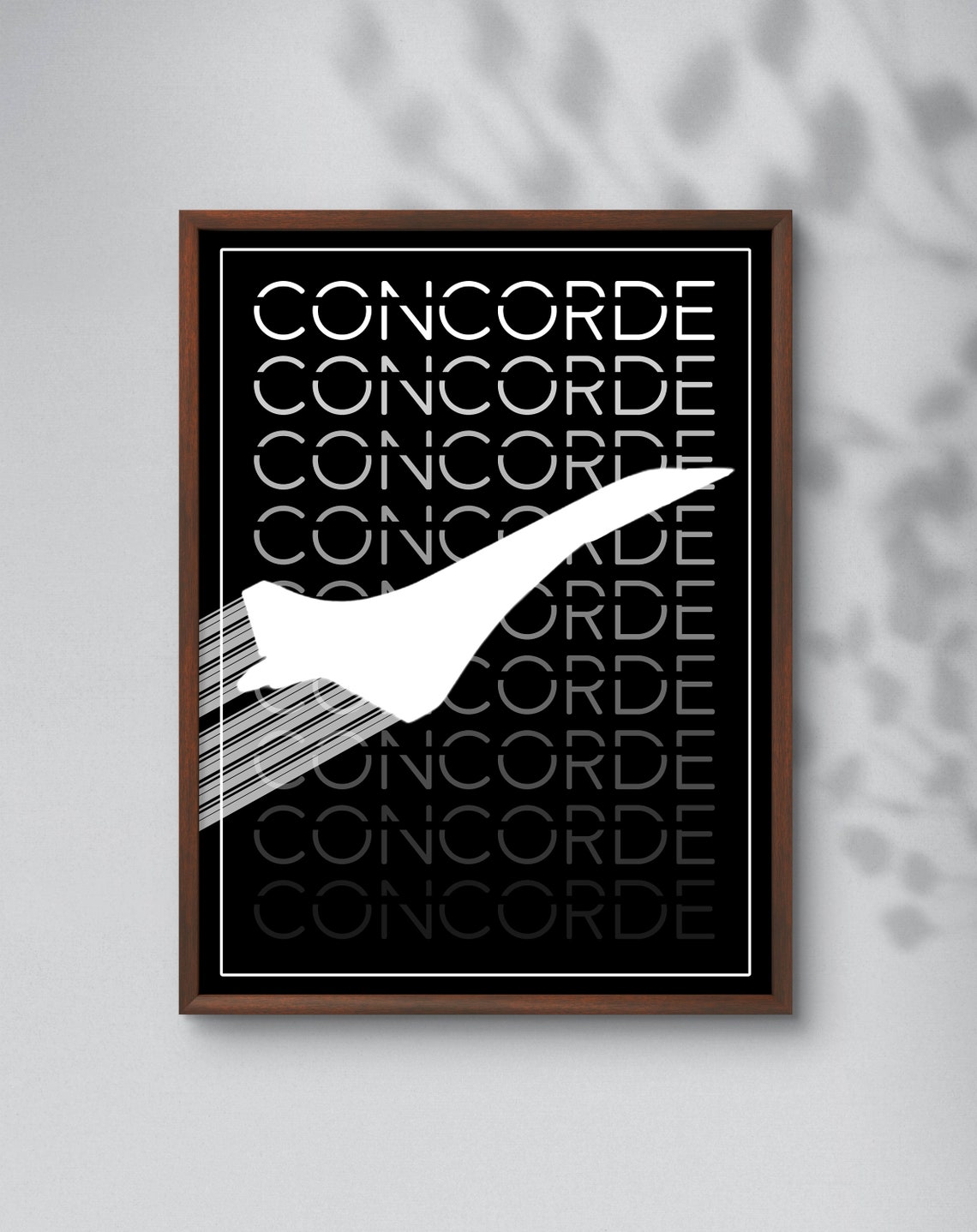 Concorde Supersonic Jet Black Typographic Aviation Legendary Poster