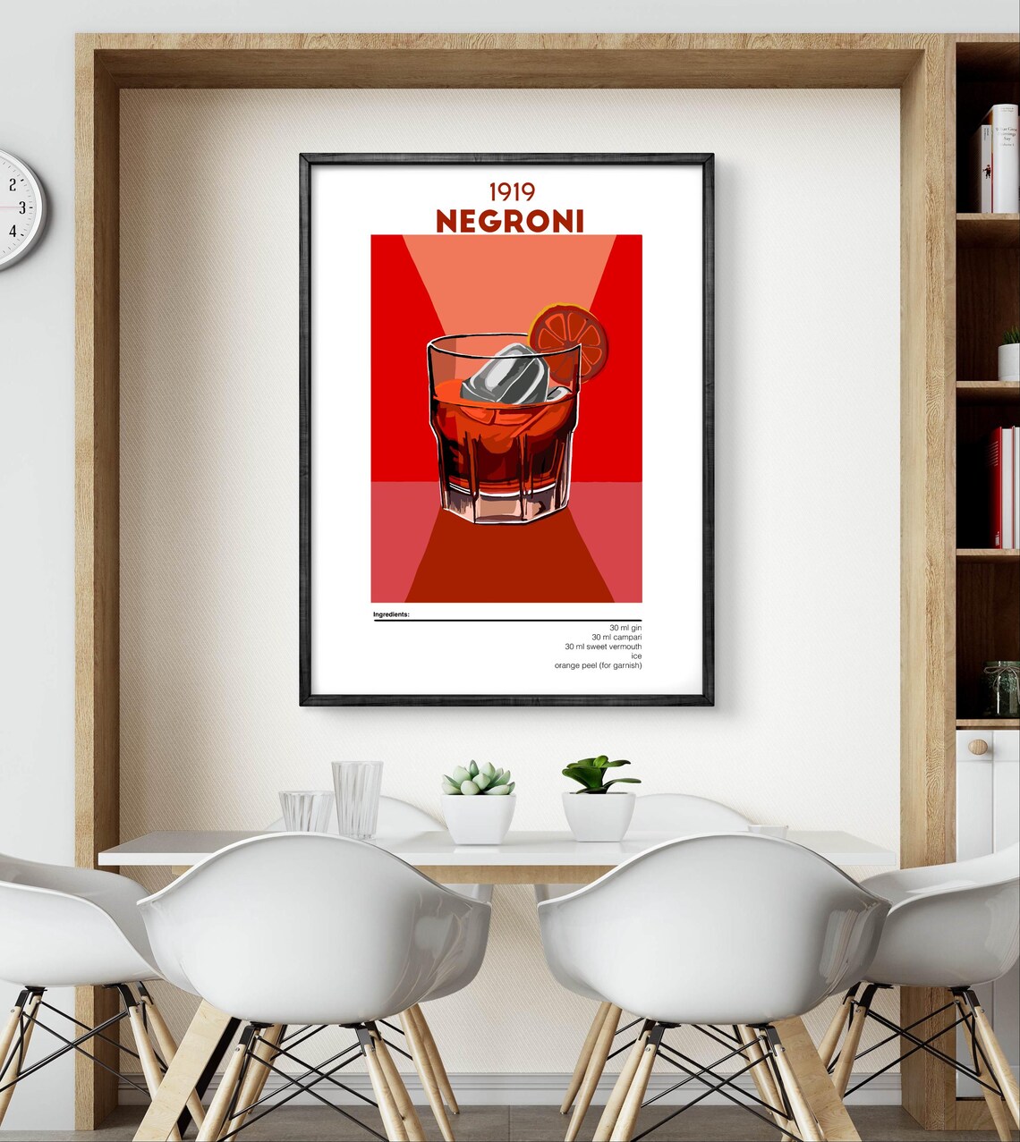 Vintage Negroni Poster, Classic Italian Cocktail