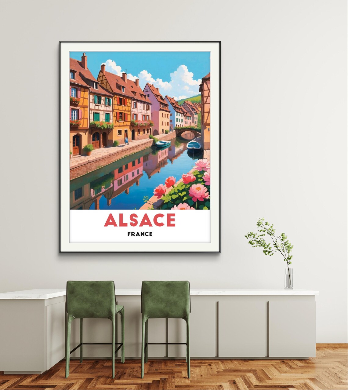 Alsace France Colorful Half Timbered Village Canal Travel Poster - Image 2