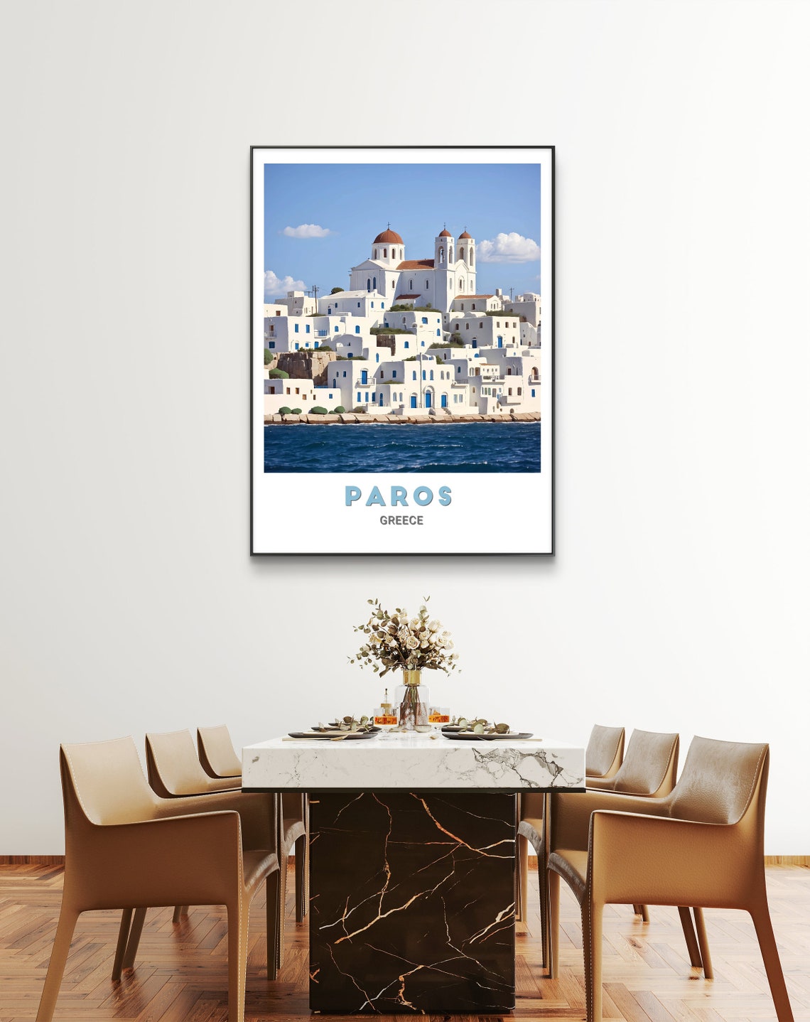Paros Whitewashed Island Town Red Domes Aegean Greece Poster - Image 2