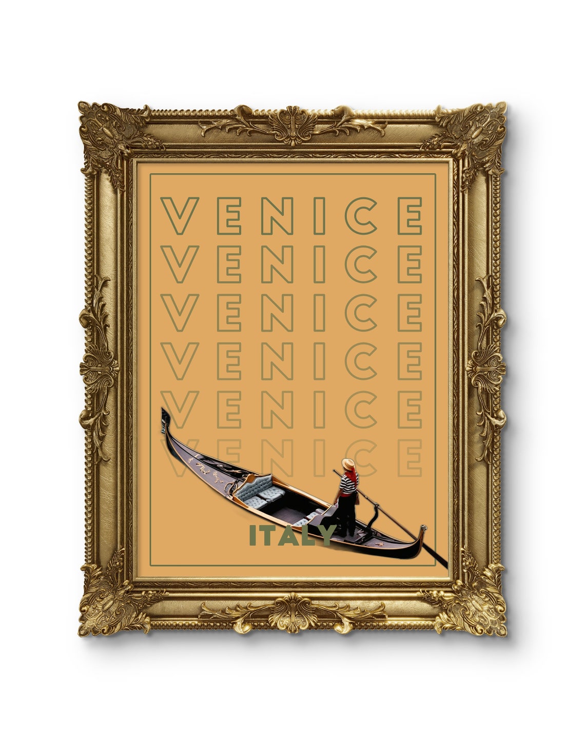 Venice Italy Gondolier Retro Typography Travel Poster for Italy Lovers - Image 3