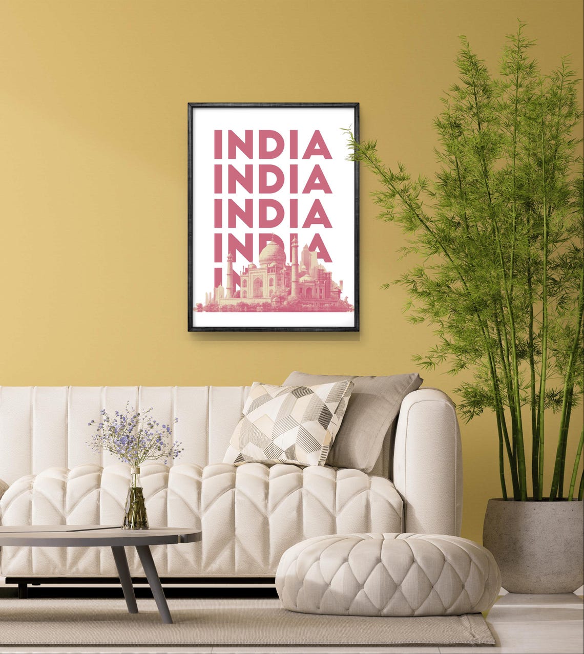 India Taj Mahal Poster Modern Travel Art Print In Bold Pink Tones - Image 3