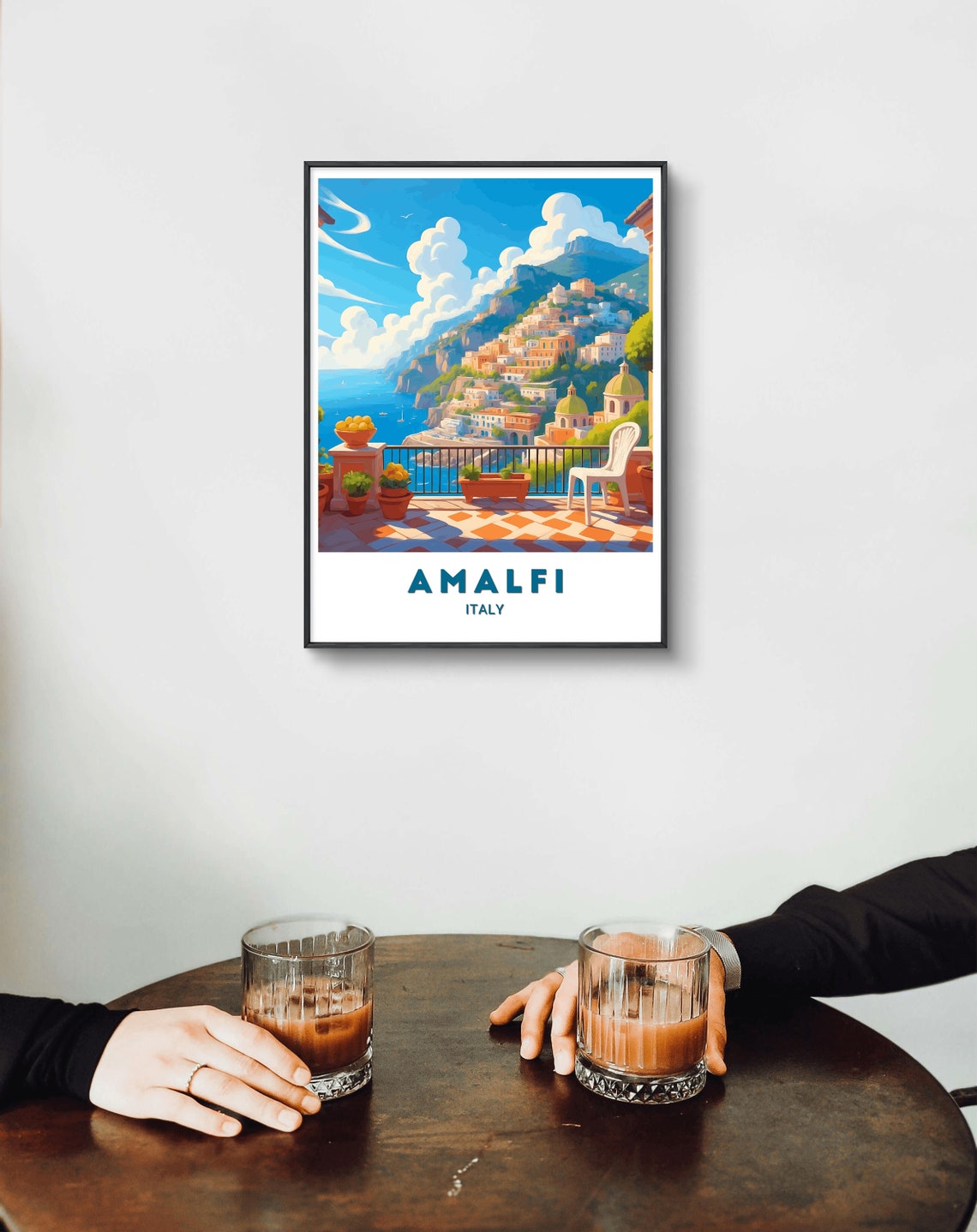 Amalfi Coast Cliffside Town Terrace Lemon Italy Travel Poster - Image 3