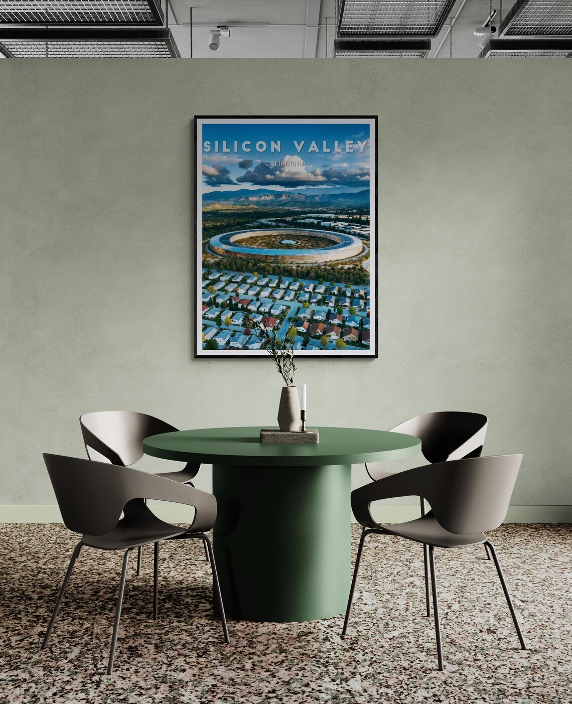Silicon Valley Aerial Apple Park Campus California Travel Poster - Image 3