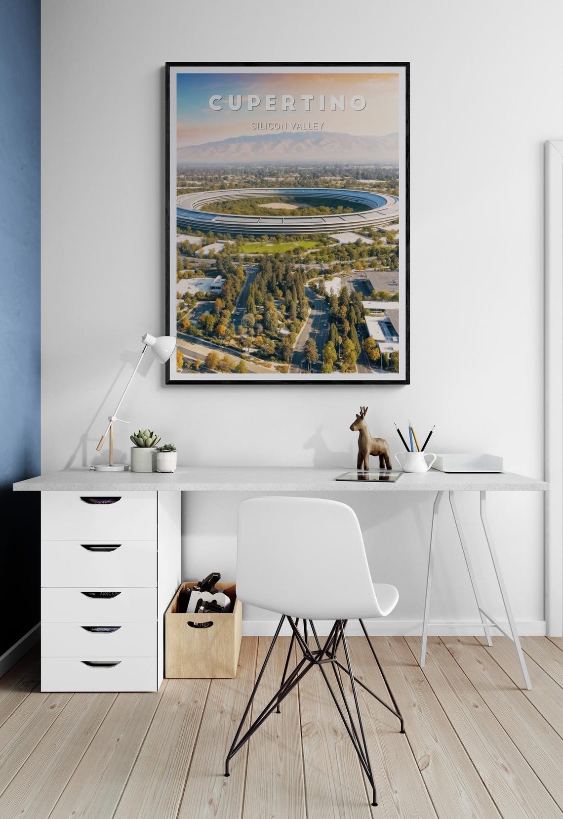 Cupertino Apple Park Aerial Silicon Valley California Travel Poster