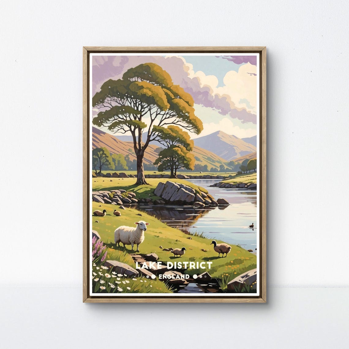 Lake District Vintage Poster England Landscape Art Pastoral Countryside Decor