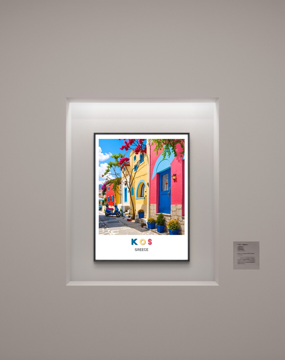Kos Colorful Old Town Street Scooter Flowers Greece Travel Poster - Image 2