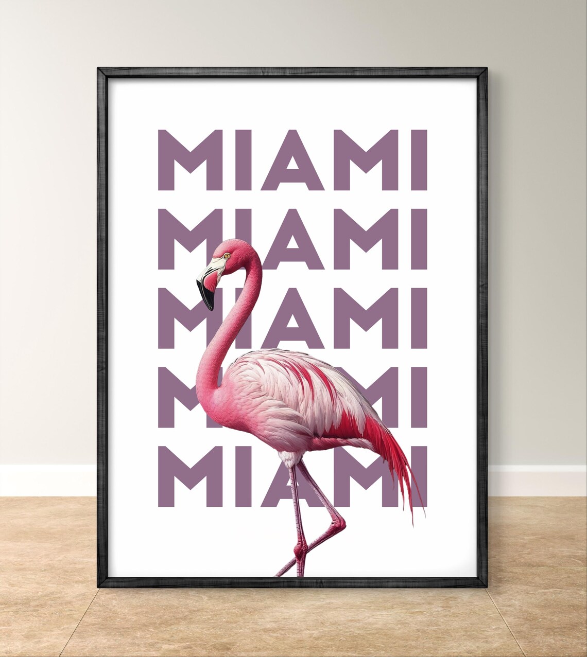 Miami Flamingo Poster, Tropical Retro Decor - Image 3