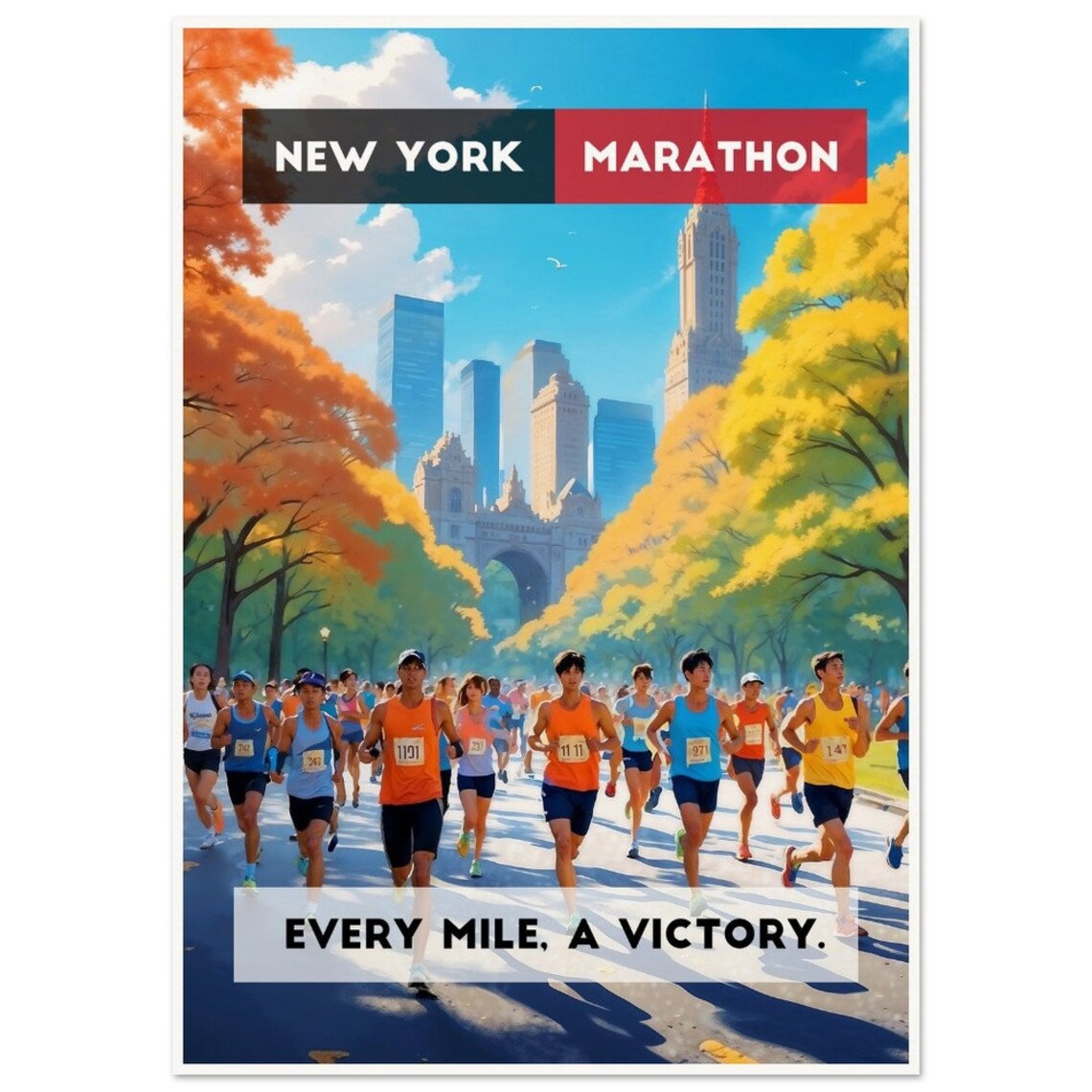 New York Marathon Every Mile A Victory Runners Race Day Poster