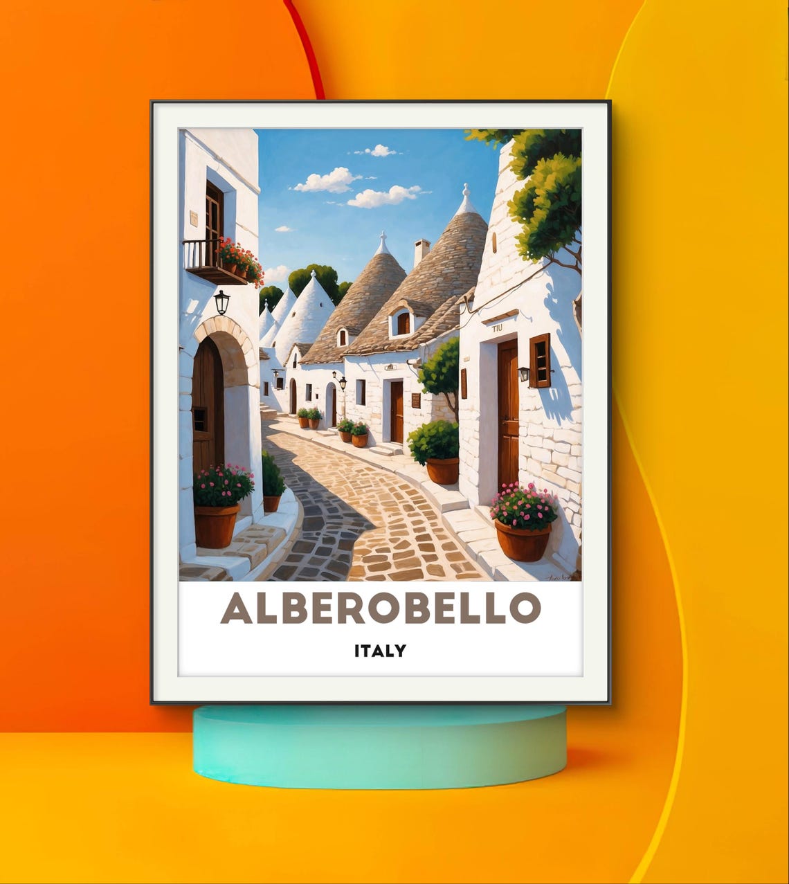Alberobello Italy Trulli Stone Huts Charming Street Painting Poster - Image 2