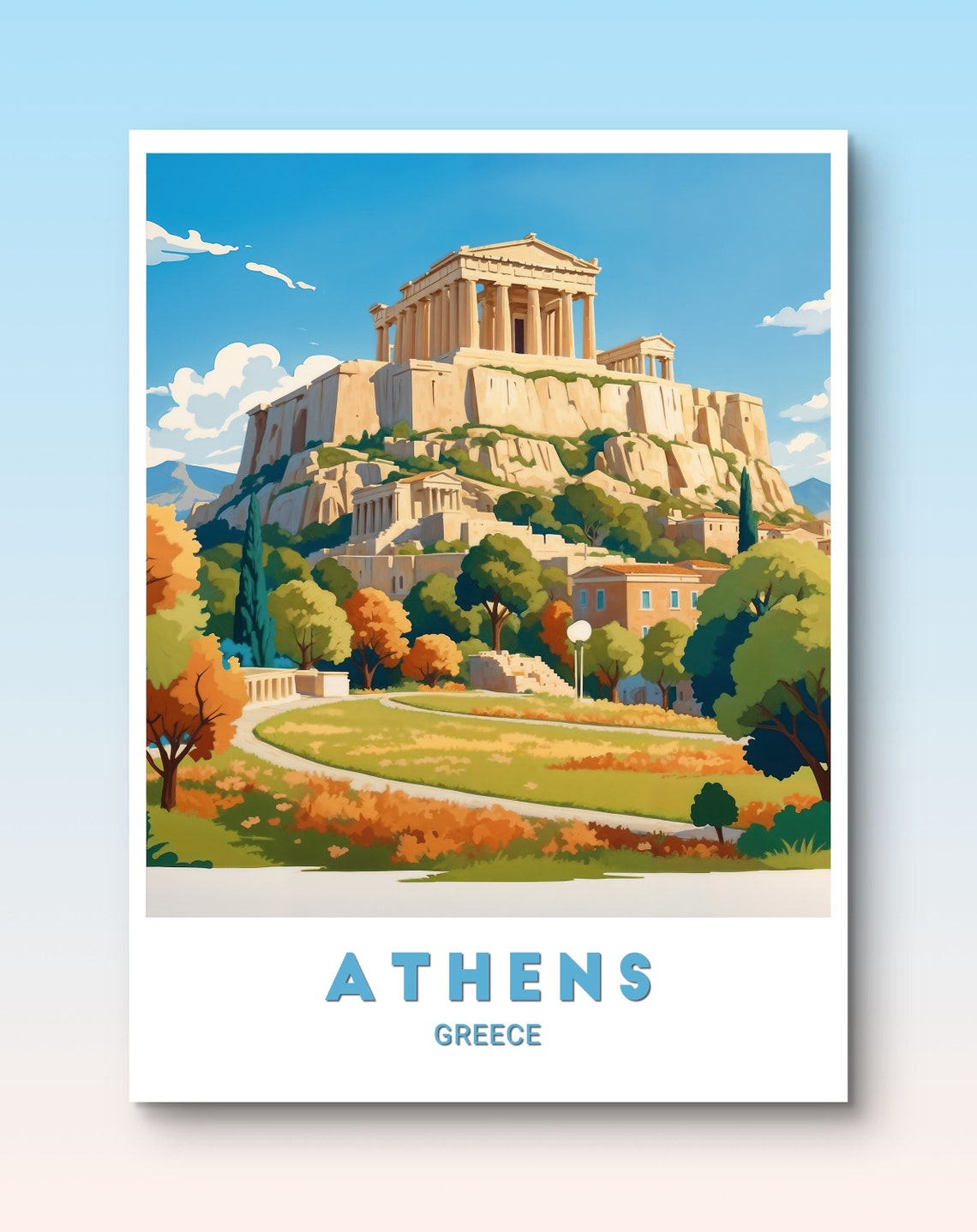 Athens Greece Acropolis Parthenon Ancient Citadel Travel Poster