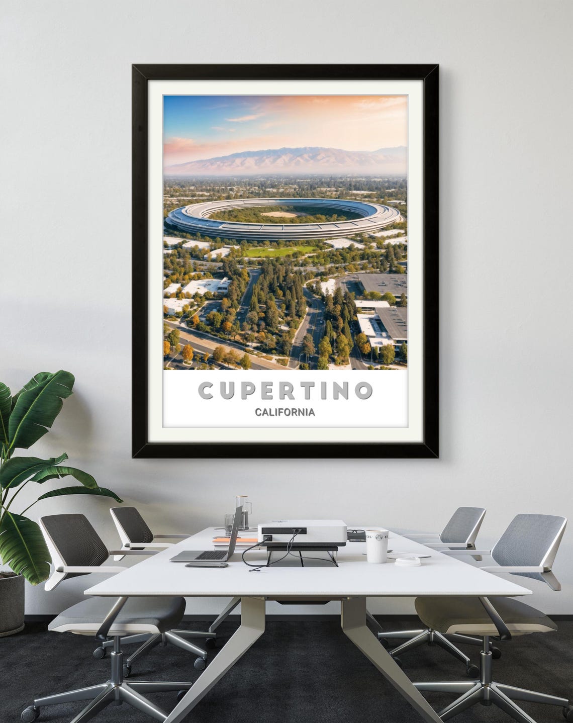 Cupertino Apple Park Ring Aerial View California Travel Poster - Image 3