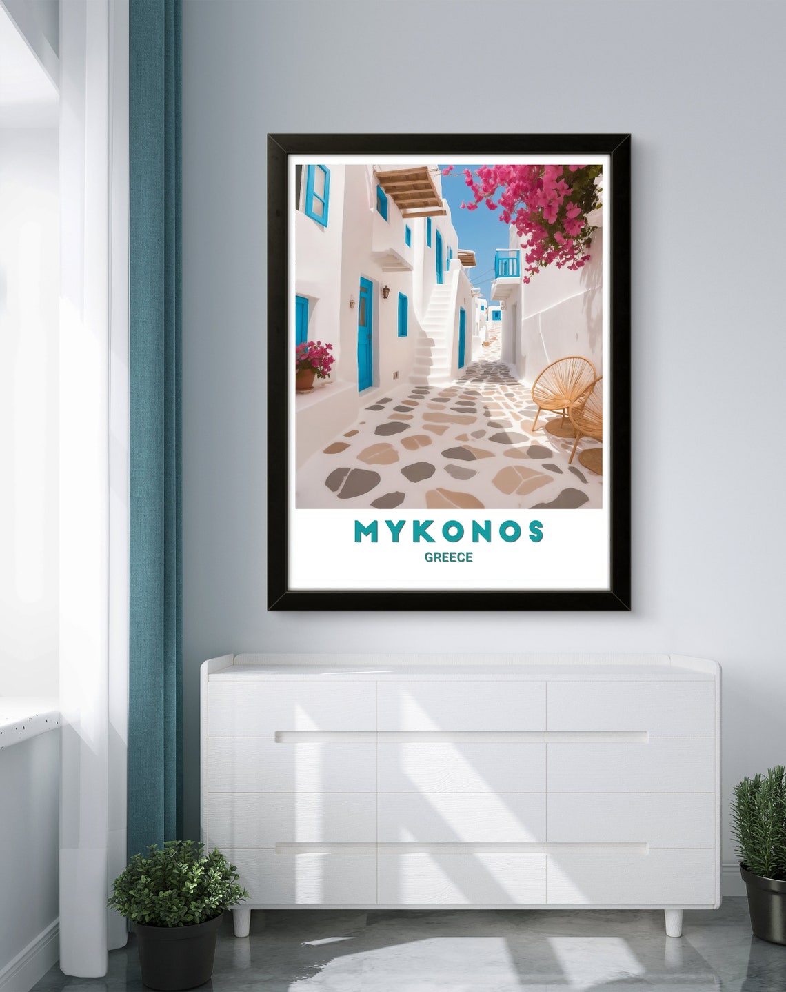 Mykonos Greece Whitewashed Alley Travel Poster Mediterranean Decor - Image 2