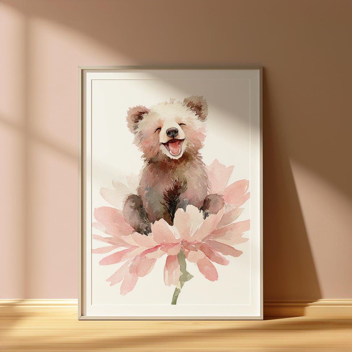 Baby Bear Watercolor Print Whimsical Nursery Wall Art