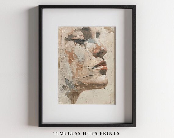 Woman Profile Impasto Strokes Modern Abstract Portrait Poster