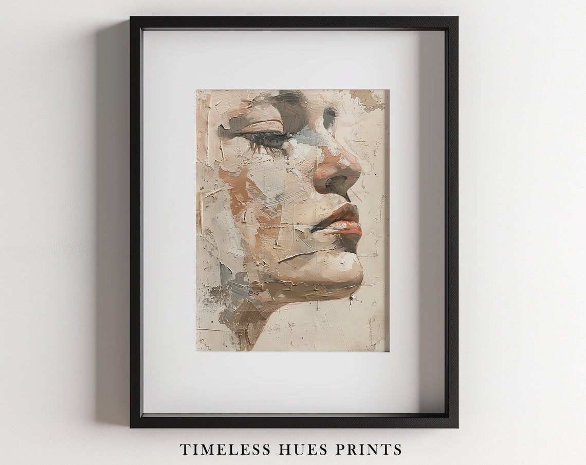 Woman Profile Impasto Strokes Modern Abstract Portrait Poster
