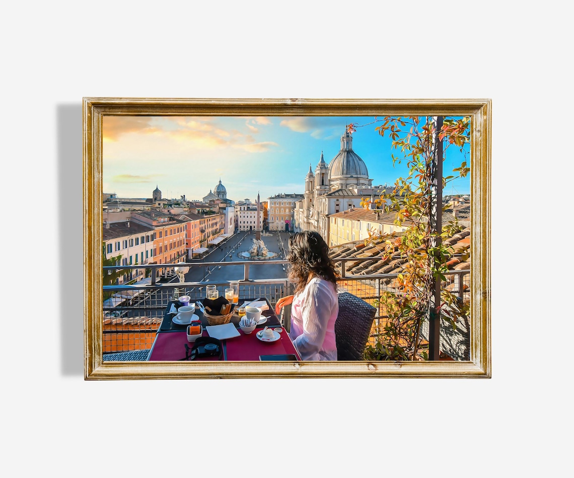 Rome Piazza Navona View Art Print, Italy Lover