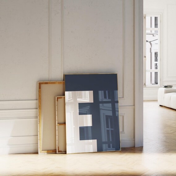 Navy Blue Letter E Monogram Bold Alphabet Initial College Dorm Poster