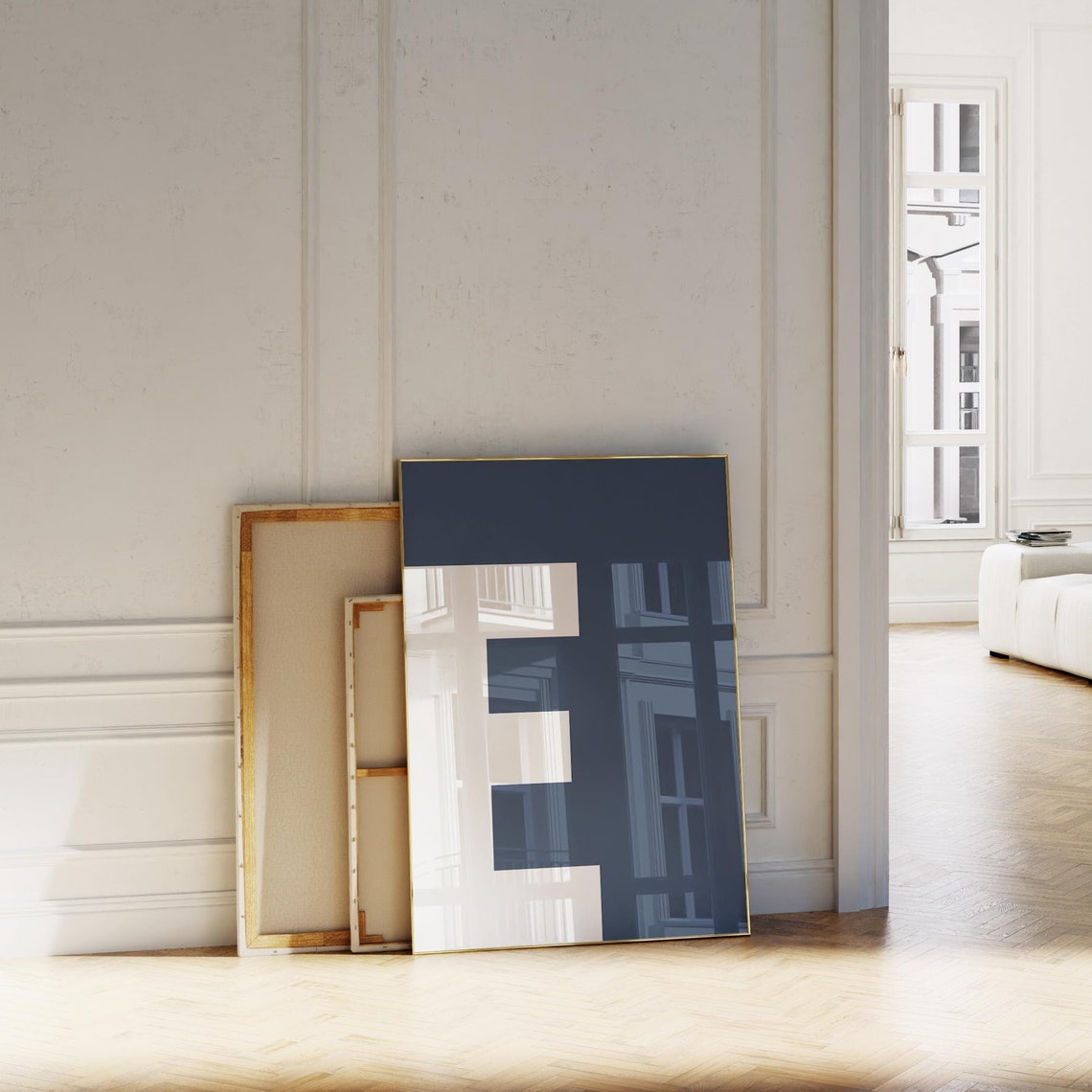 Navy Blue Letter E Monogram Bold Alphabet Initial College Dorm Poster