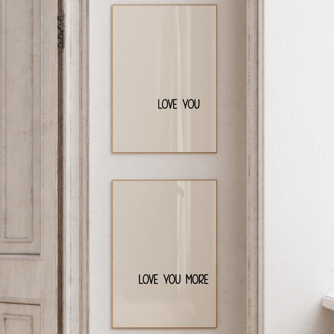 Love You Love You More Minimalist Quote Set Neutral Typography Poster