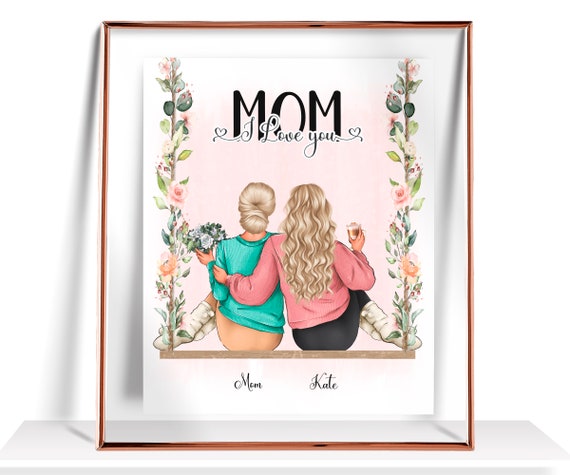 Mothers Day Gift Personalized Gift For Mom From Daughter Mom Birthday Gift Custom Family Portrait Mum Gift Mother And Daughter Gift Print