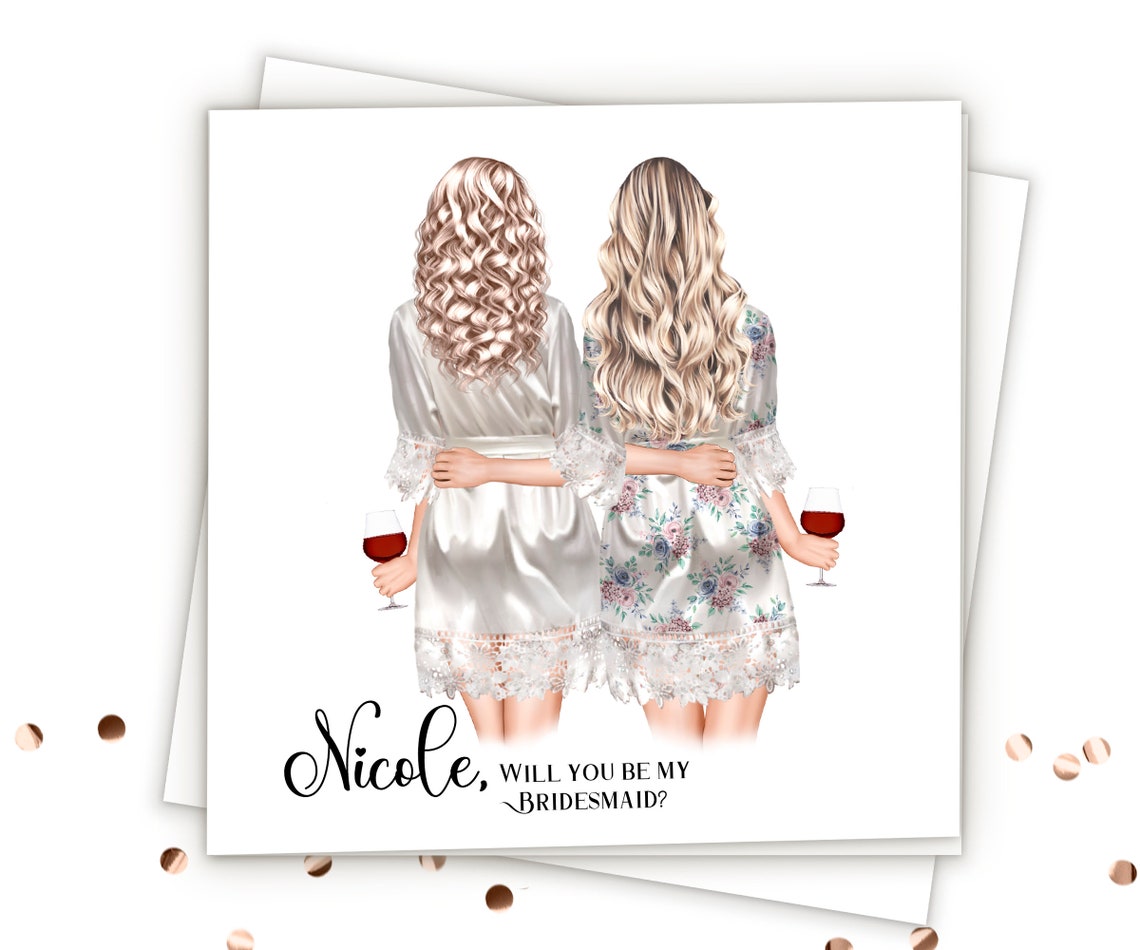 Custom Will You Be My Bridesmaid Wine Toast Robe Proposal Print