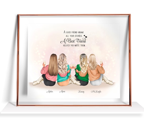 Best Friends Group Poster Four Friends Personalized Friendship Keepsake Gift