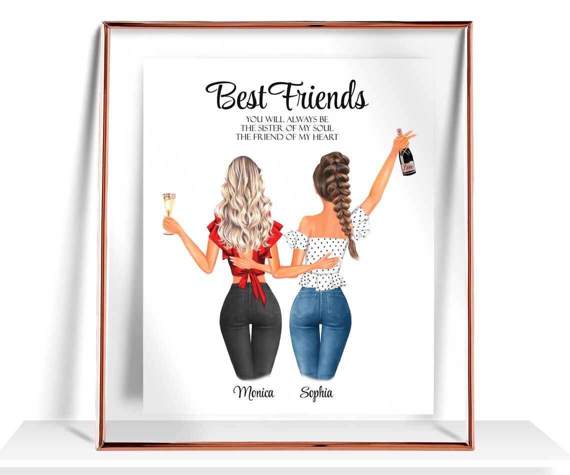 Best Friend Personalized Friendship Art Print for Her