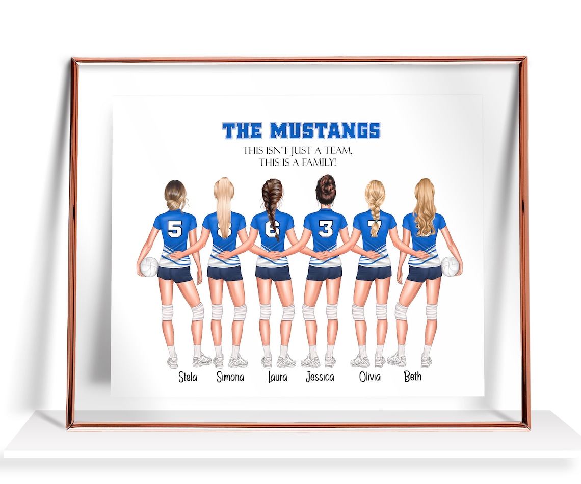 Personalized Volleyball Team Print Volleyball Team Gifts Volleyball Graduation Volleyball Wall Art Teammates Gift Girl Volleyball Player