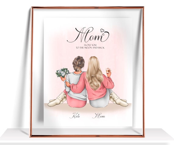Mothers Day Gift Personalized Gift For Mom From Daughter Mom Birthday Gift Custom Family Portrait Mum Gift Mother And Daughter Gift Print