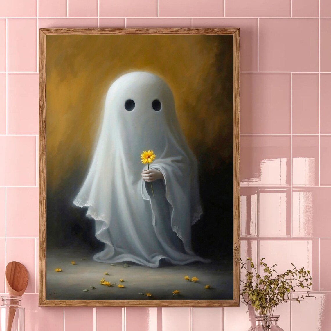 Flower Ghost Portrait, Dark Romantic Halloween Decor - Image 4