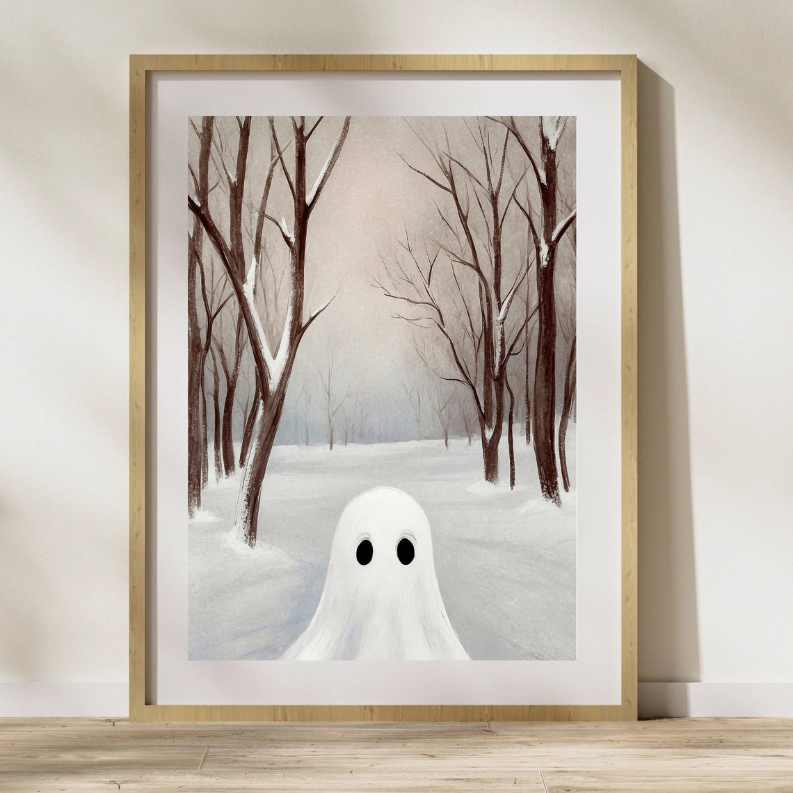 Ghost Close Up in Snowy Bare Tree Winter Forest Portrait Print - Image 3
