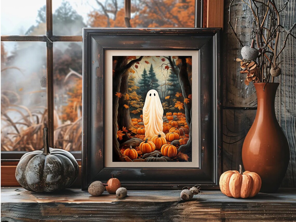 Halloween Ghost, Spooky Haunted Forest Art Print - Image 4