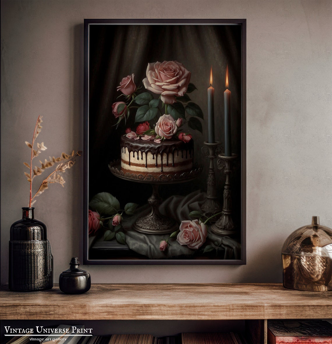Moody Dark Roses Painting Vintage Still Life Rose Painting Moody Floral Wall Art Dark Academia Botanical Print French Country Decor - Image 4