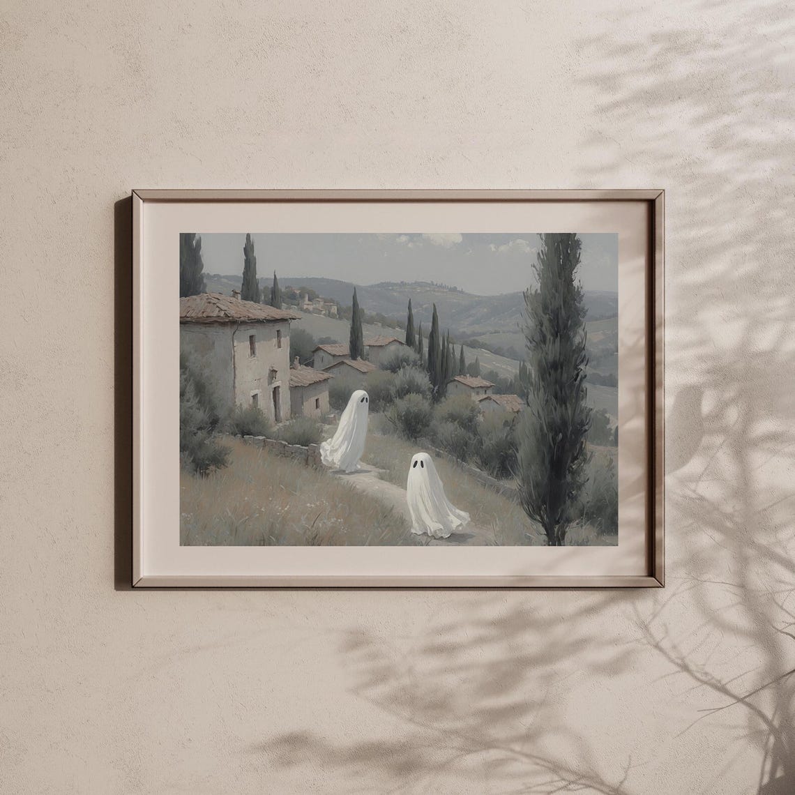 Two Ghosts In Countryside Village Vintage Spooky Halloween Poster - Image 5