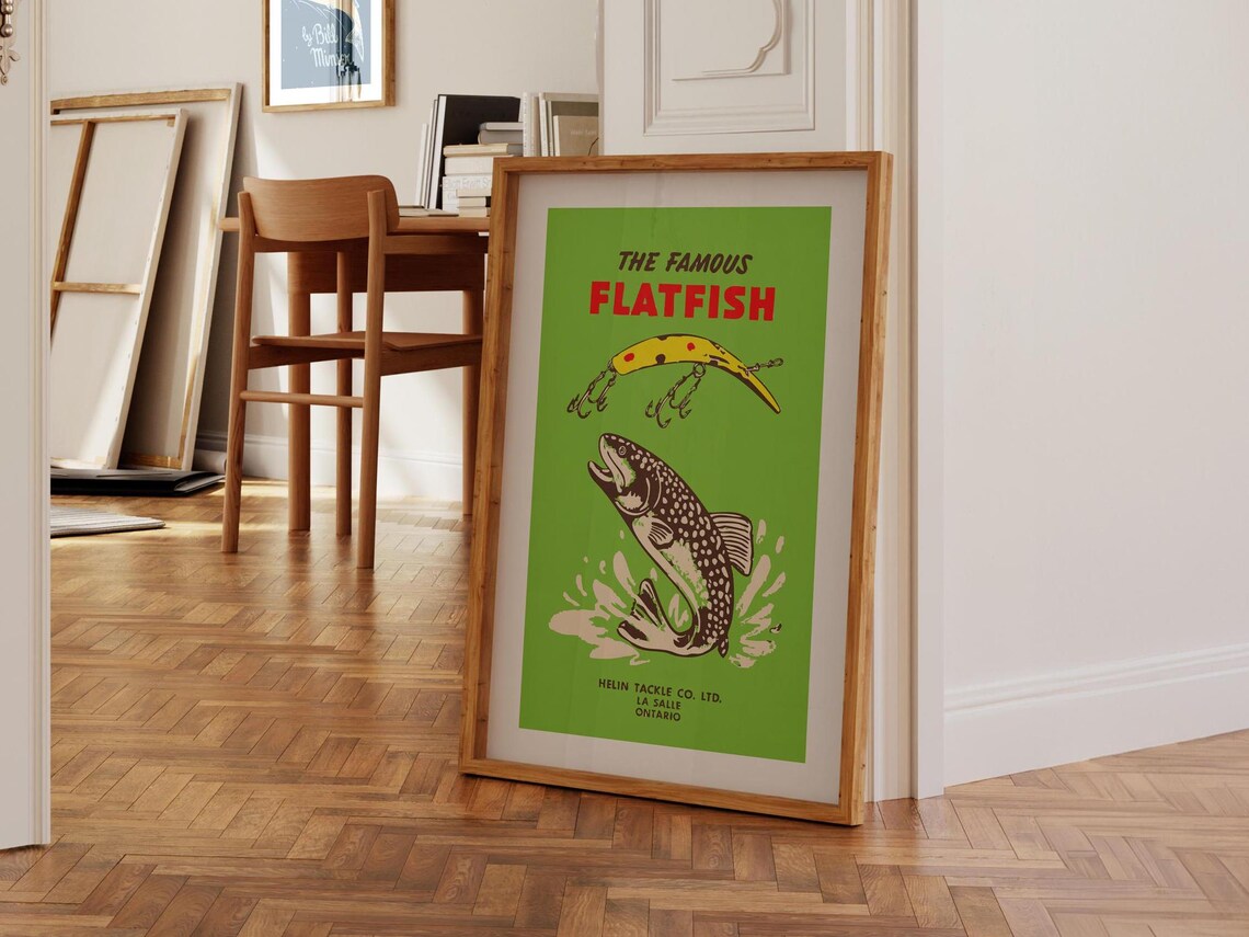 The Famous Flatfish Lure Leaping Trout Vintage Fishing Wall Poster - Image 3