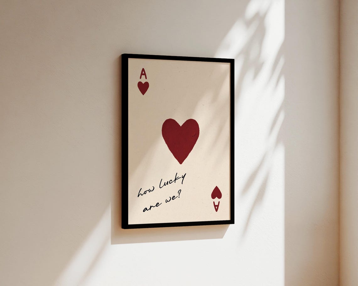How Lucky Are We Playing Card Art Print, Bedroom Decor - Image 2