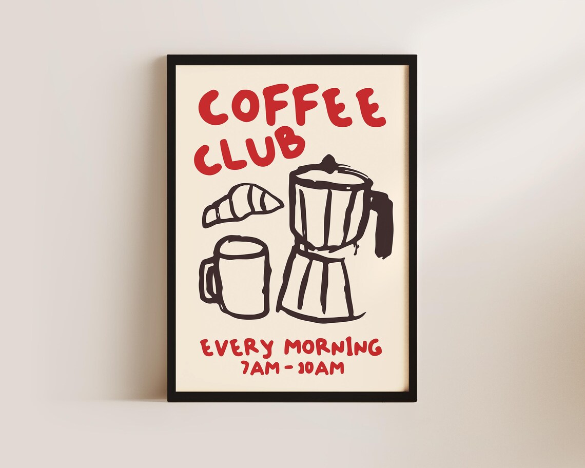 Coffee Club Kitchen Art Print, Coffee Lover Gift - Image 2