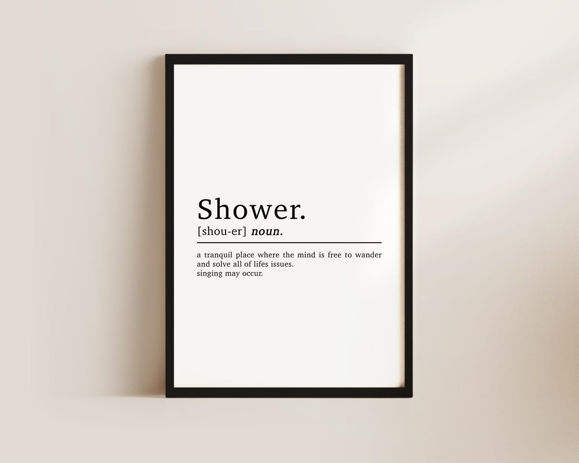 Bathroom Shower Definition Typography Art Print