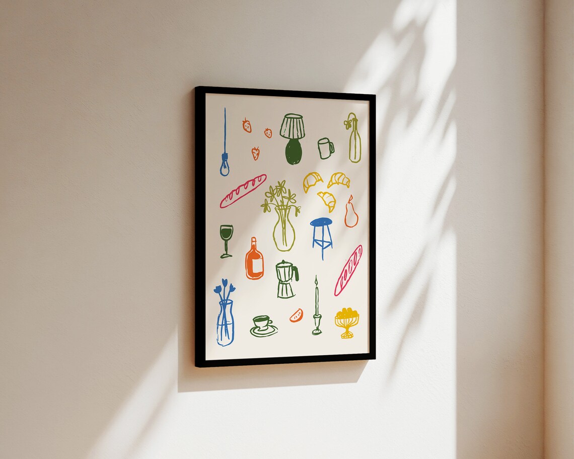 Retro Dinner Table Kitchen Art Print - Image 3