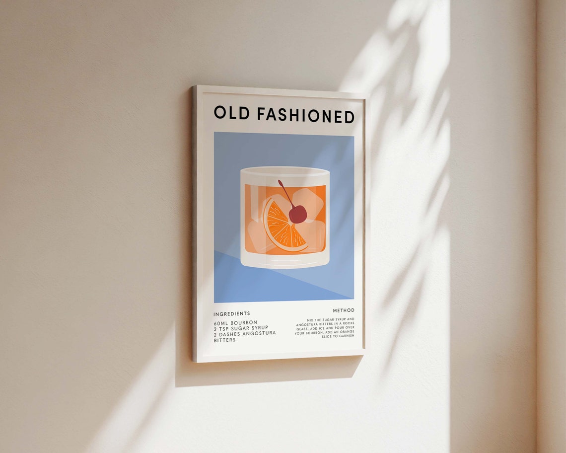 Old Fashioned Cocktail Art Print, Kitchen Bar Decor - Image 2