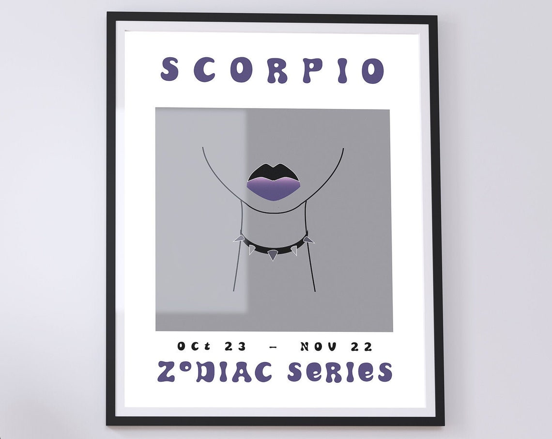Scorpio Zodiac Sign October November Gothic Lips Art Poster Series