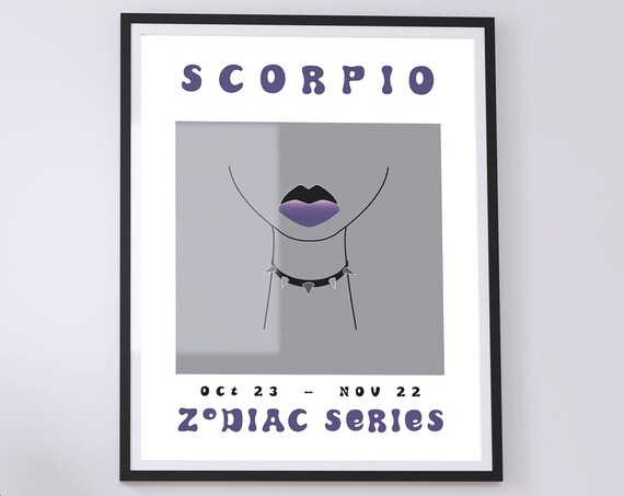 Scorpio Zodiac Sign October November Gothic Lips Art Poster Series