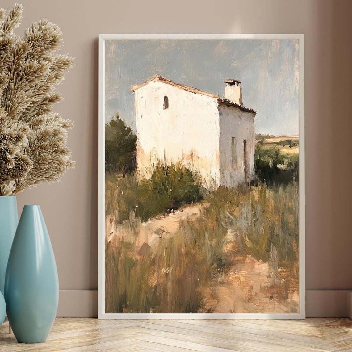 Vintage Building Wall Art Print White Stone Art Oil Painting Rustic Wall Art Historic Painting Minimalist Art Classic Oil Painting - Image 5